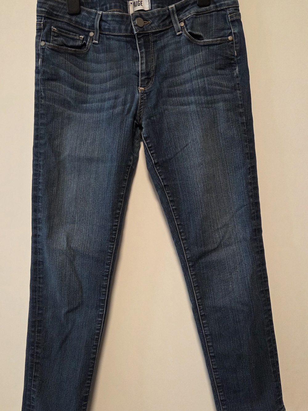 PAIGE Kylie Crop Indigo Blue Slim Leg Jeans.